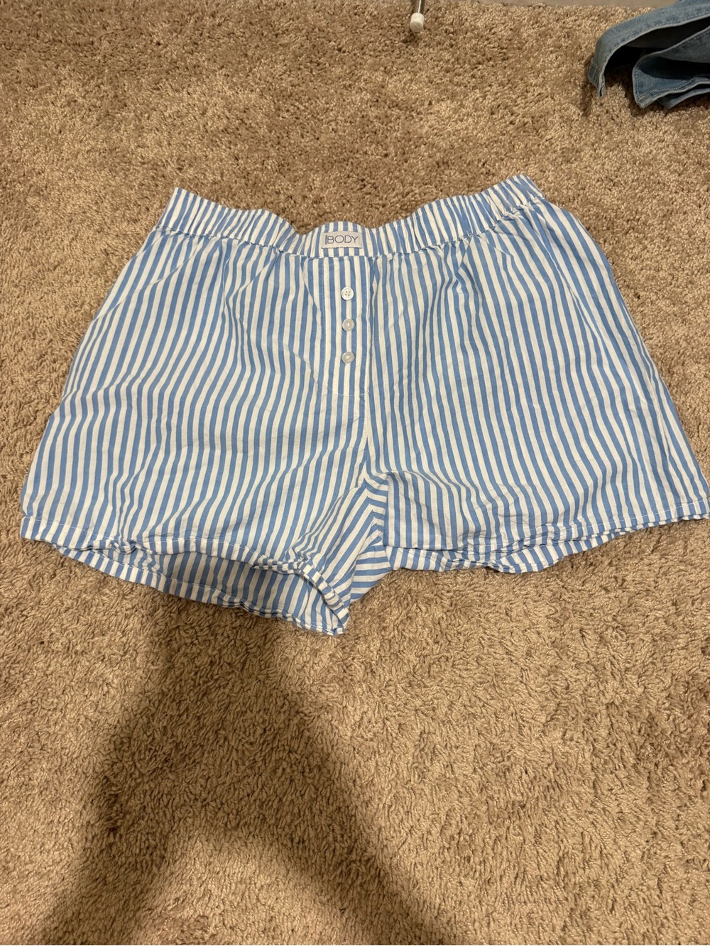 Striped Blue & White Women's Cotton Lounge Shorts